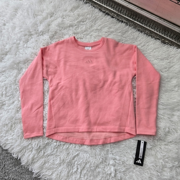 adidas Girls' Embroidered Training Lightweight Long Sleeve Pullover. Semi Pink. - Picture 1 of 8